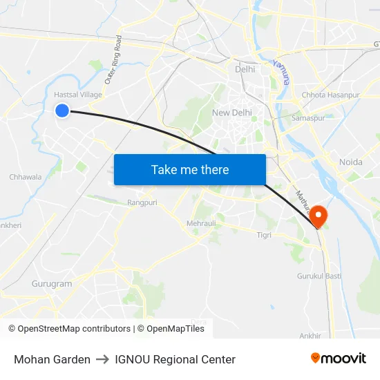 Mohan Garden to IGNOU Regional Center map