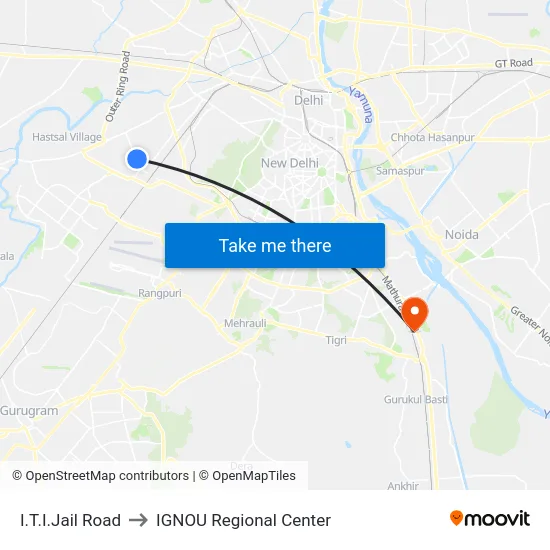 I.T.I.Jail Road to IGNOU Regional Center map