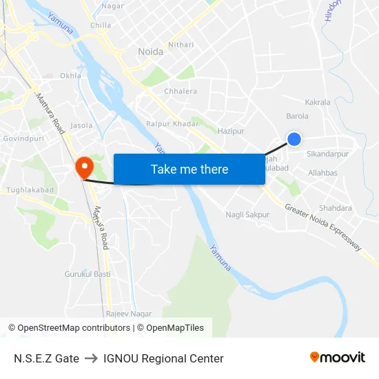N.S.E.Z Gate to IGNOU Regional Center map