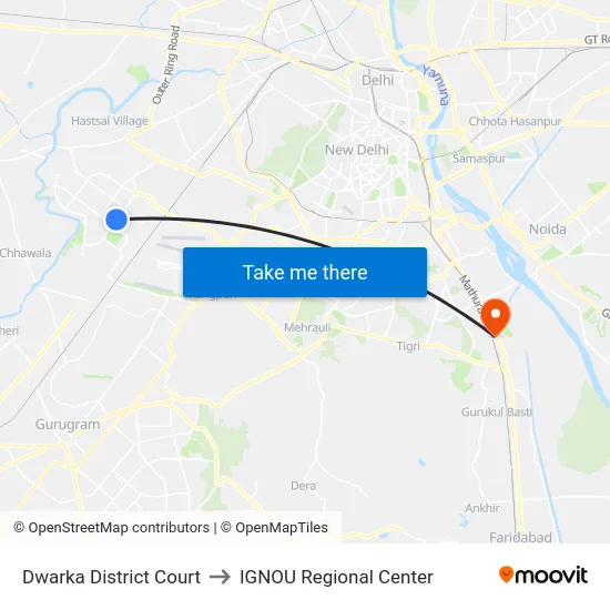 Dwarka District Court to IGNOU Regional Center map