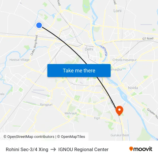 Rohini Sec-3/4 Xing to IGNOU Regional Center map
