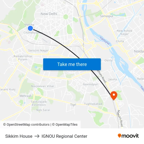 Sikkim House to IGNOU Regional Center map