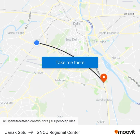 Janak Setu to IGNOU Regional Center map