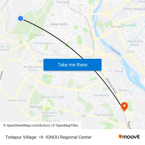 Todapur Village to IGNOU Regional Center map