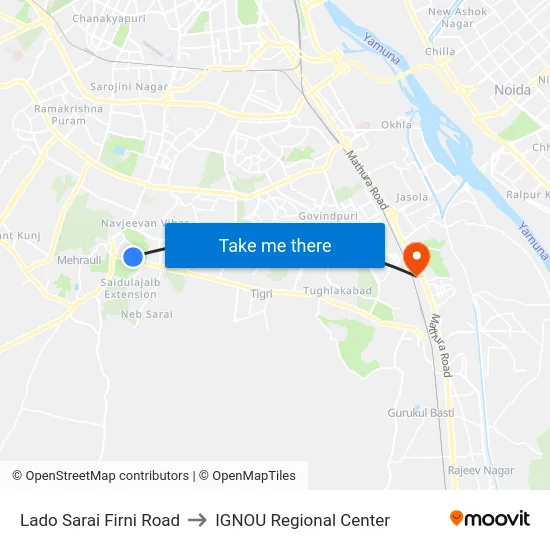 Lado Sarai Firni Road to IGNOU Regional Center map