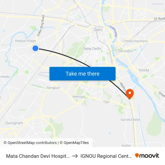 Mata Chandan Devi Hospital to IGNOU Regional Center map