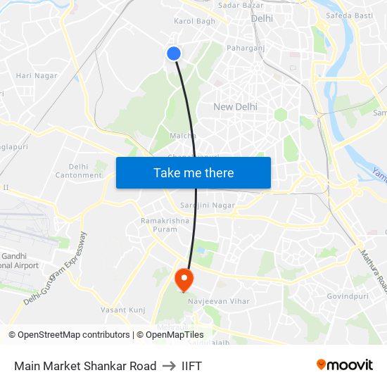 Main Market Shankar Road to IIFT map