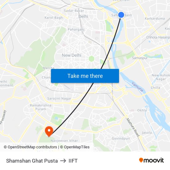 Shamshan Ghat Pusta to IIFT map