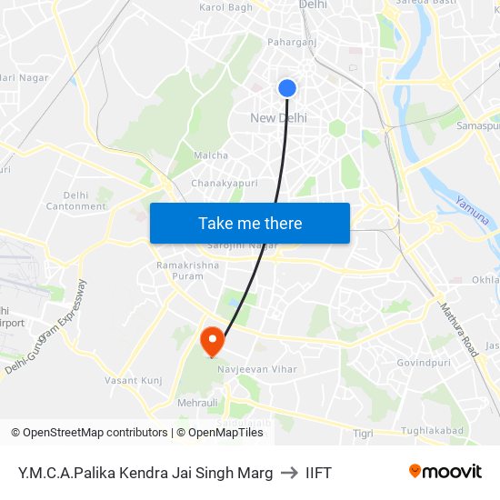 Y.M.C.A.Palika Kendra Jai Singh Marg to IIFT map