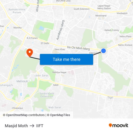 Masjid Moth to IIFT map