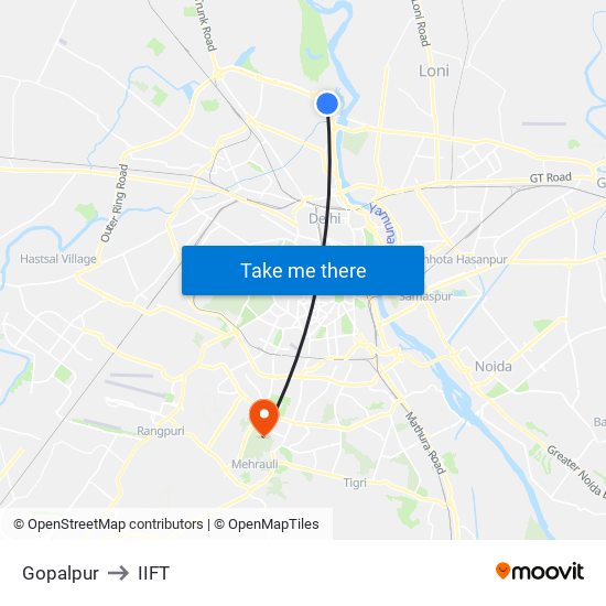 Gopalpur to IIFT map