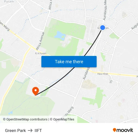 Green Park to IIFT map