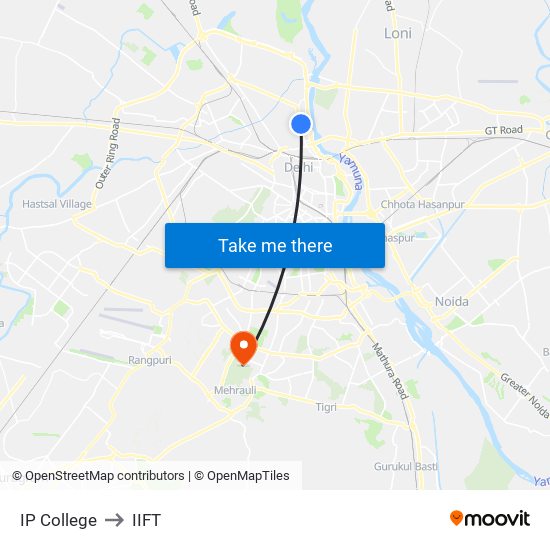 IP College to IIFT map