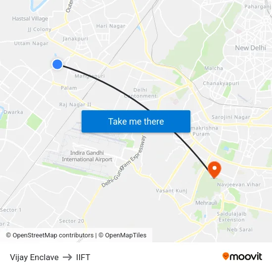 Vijay Enclave to IIFT map