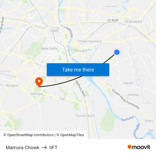 मामूरा विलेज वेस्ट कॉर्नर to आईआईएफटी map