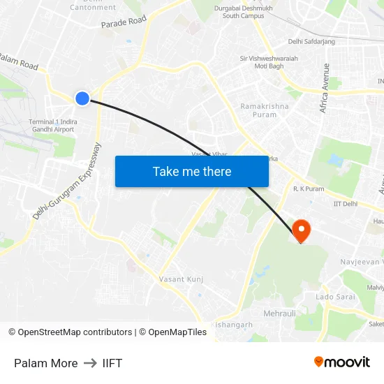 Palam More to IIFT map