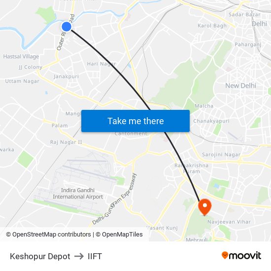Keshopur Depot to IIFT map