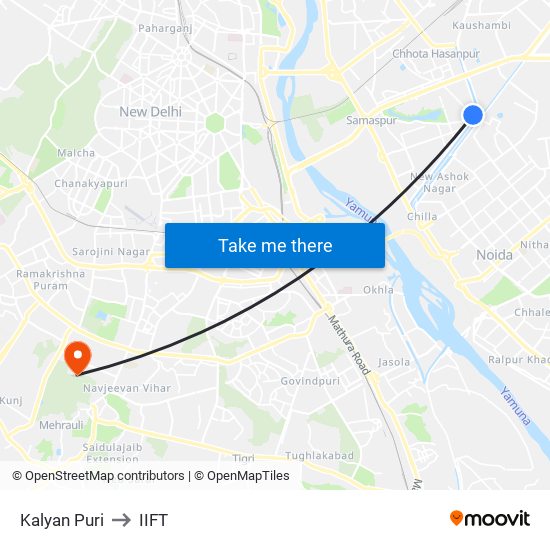 Kalyan Puri to IIFT map