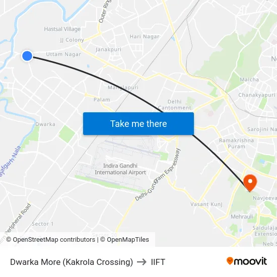 Dwarka More (Kakrola Crossing) to IIFT map