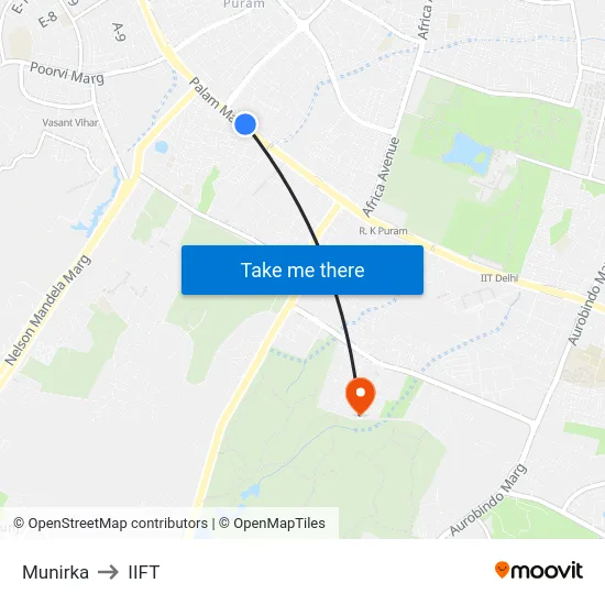 Munirka to IIFT map