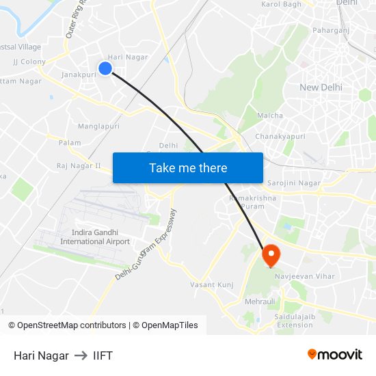 Hari Nagar to IIFT map