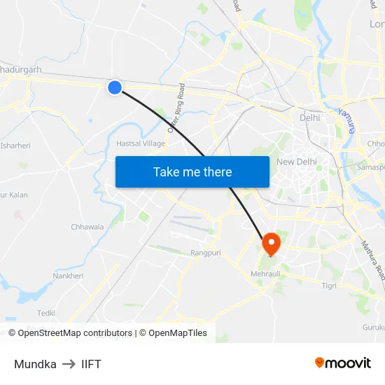 Mundka to IIFT map