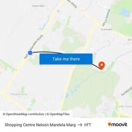 Shopping Centre Nelson Mandela Marg to IIFT map