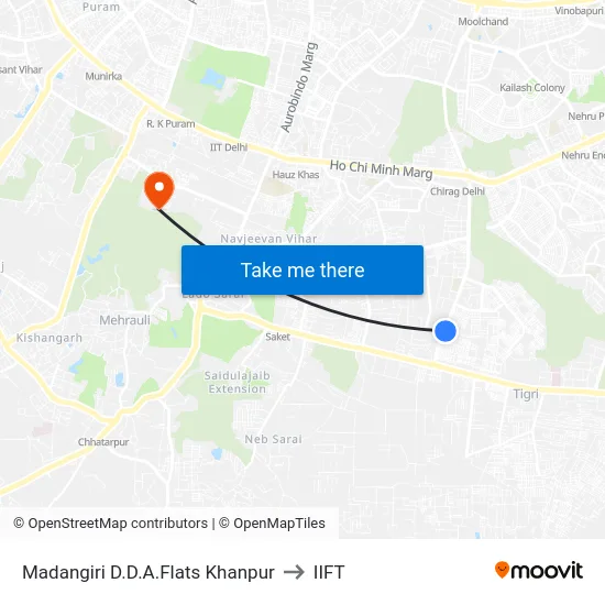 Madangiri D.D.A.Flats Khanpur to IIFT map