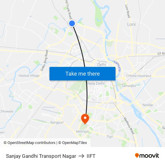 Sanjay Gandhi Transport Nagar to IIFT map