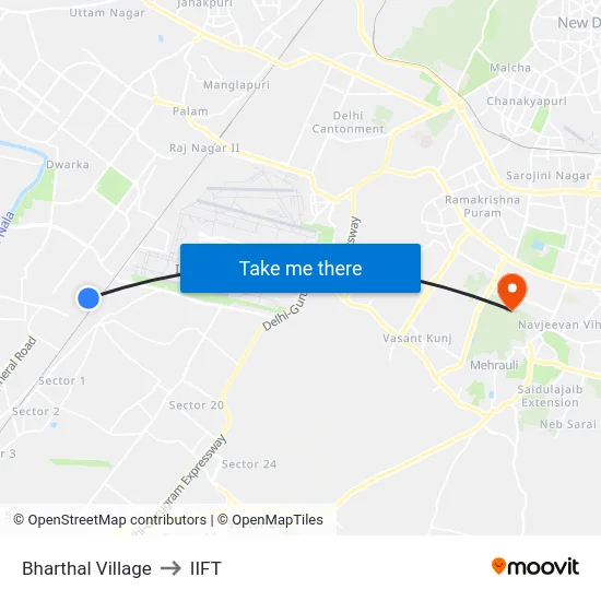 Bharthal Village to IIFT map