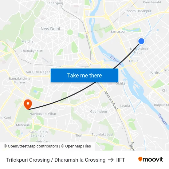 Trilokpuri Crossing / Dharamshila Crossing to IIFT map