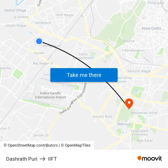 Dashrath Puri to IIFT map