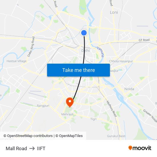 Mall Road to IIFT map