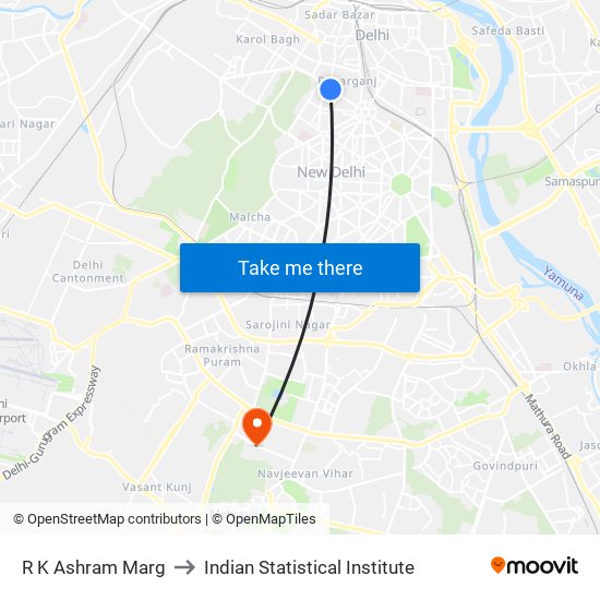 R K Ashram Marg to Indian Statistical Institute map