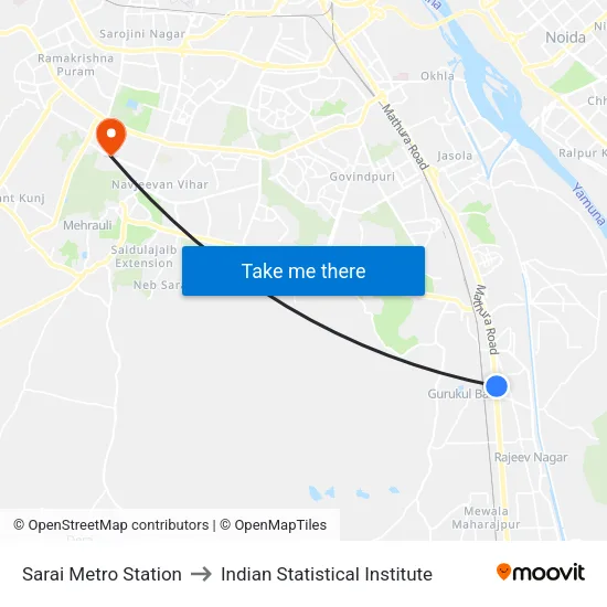 Sarai Metro Station to Indian Statistical Institute map