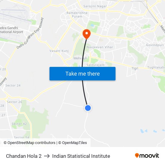 Chandan Hola 2 to Indian Statistical Institute map
