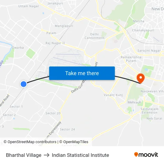 Bharthal Village to Indian Statistical Institute map