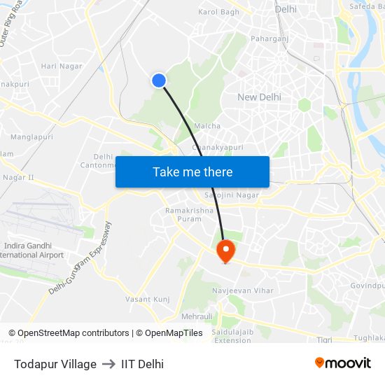 Todapur Village to IIT Delhi map