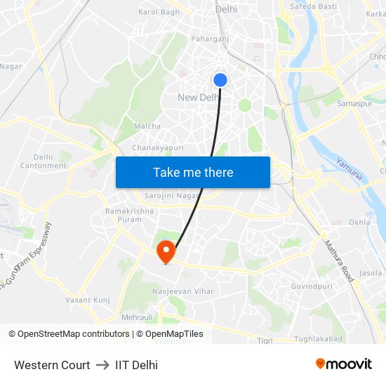 Western Court to IIT Delhi map