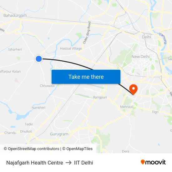 Najafgarh Health Centre to IIT Delhi map