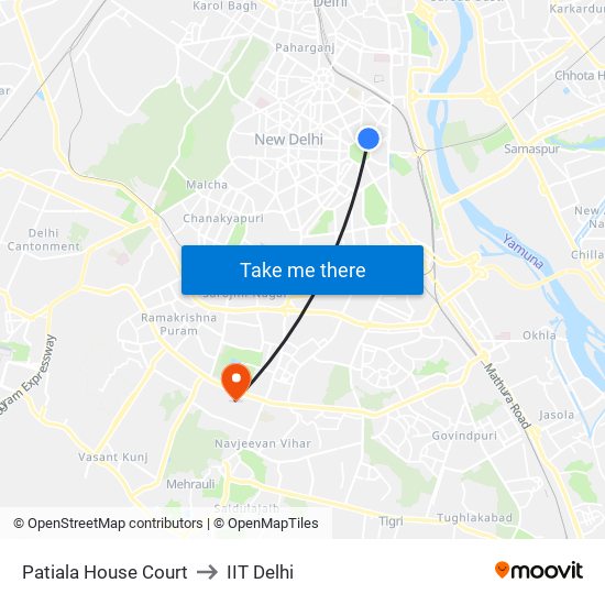 Patiala House Court to IIT Delhi map