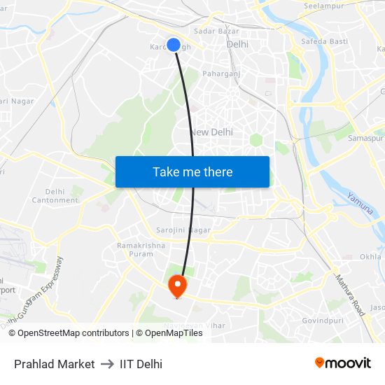 Prahlad Market to IIT Delhi map