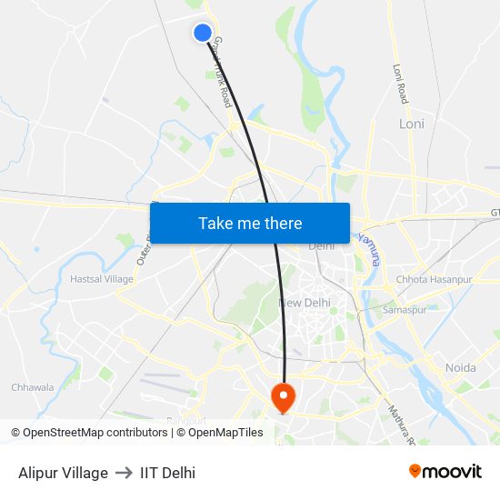 Alipur Village to IIT Delhi map
