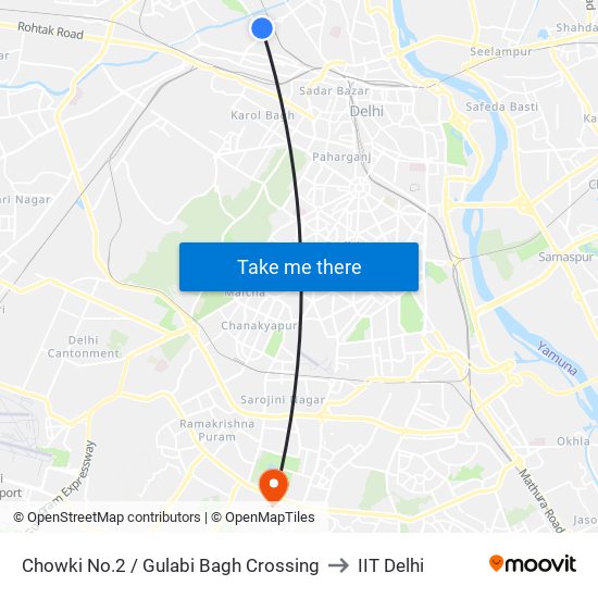 Chowki No.2 / Gulabi Bagh Crossing to IIT Delhi map