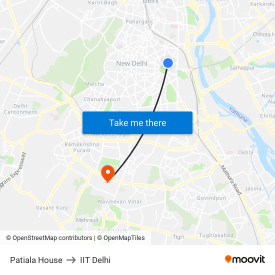 Patiala House to IIT Delhi map