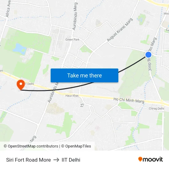 Siri Fort Road More to IIT Delhi map