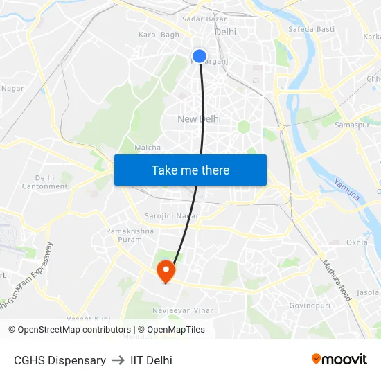 CGHS Dispensary to IIT Delhi map