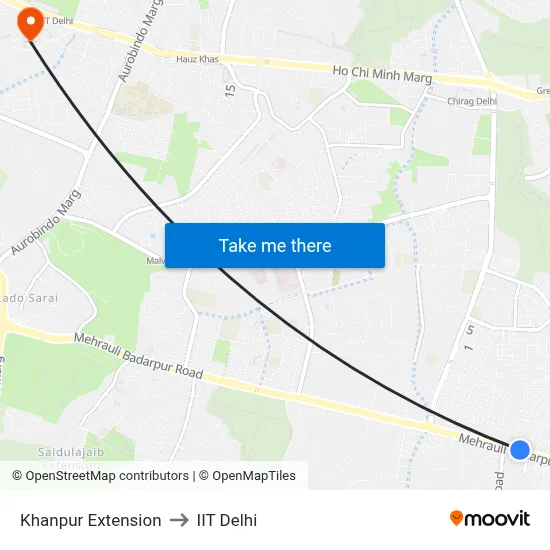 Khanpur Extension to IIT Delhi map