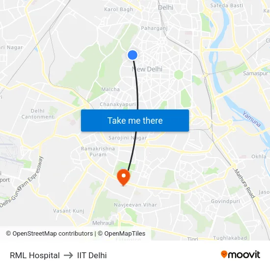 RML Hospital to IIT Delhi map