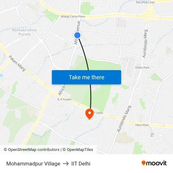 Mohammadpur Village to IIT Delhi map